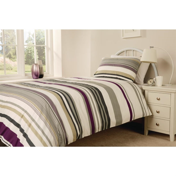 Mitre Essentials Madison Stripe Housewife Pillowcase Magenta