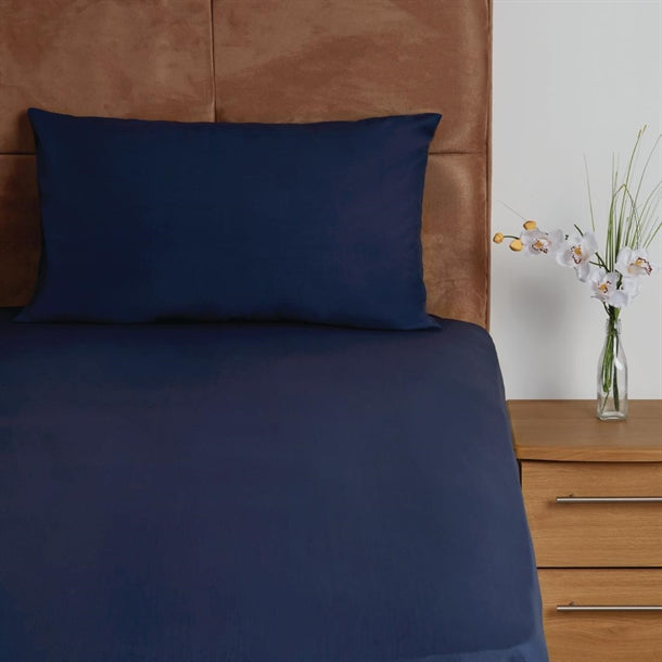 Mitre Essentials Temir Fitted Sheet Navy Double