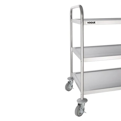 Vogue Stainless Steel 3 Tier Clearing Trolley Medium