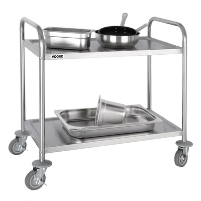 Vogue Stainless Steel 2 Tier Clearing Trolley Small