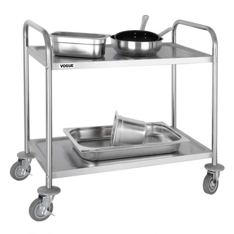Vogue Stainless Steel 2 Tier Clearing Trolley Small