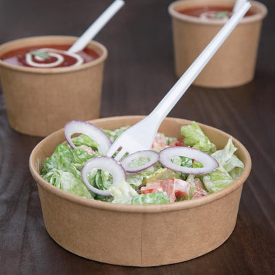 Fiesta Green Compostable Round Kraft Salad Bowls 500ml - 18oz (Pack of 300)