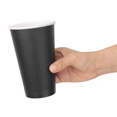 Fiesta Single Wall Takeaway Coffee Cups Black 455ml - 16oz (Pack of 50)