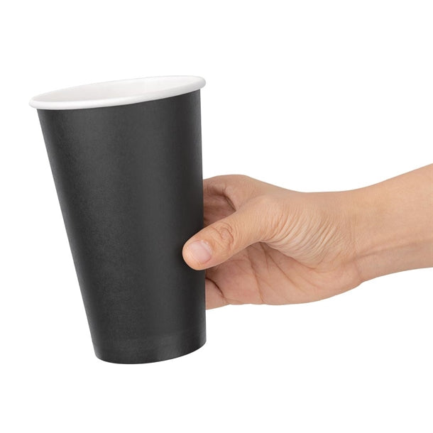Fiesta Single Wall Takeaway Coffee Cups Black 455ml - 16oz (Pack of 50)