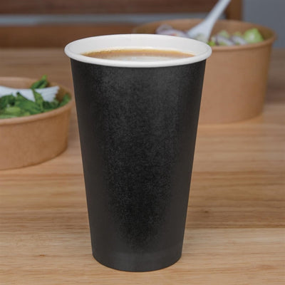 Fiesta Single Wall Takeaway Coffee Cups Black 455ml - 16oz (Pack of 50)