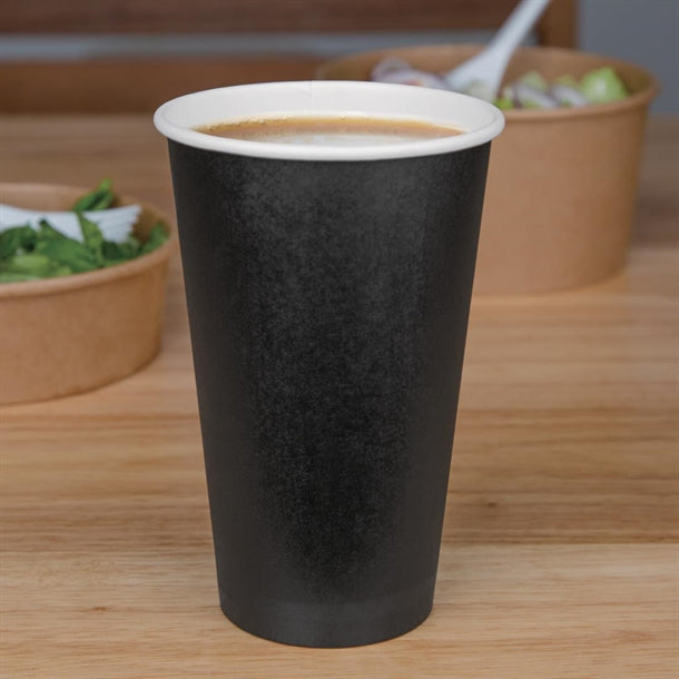 Fiesta Single Wall Takeaway Coffee Cups Black 455ml - 16oz (Pack of 50)