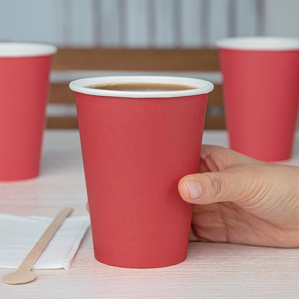 Fiesta Single Wall Takeaway Coffee Cups Red 340ml - 12oz (Pack of 50)
