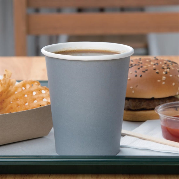 Fiesta Disposable Coffee Cups Single Wall Charcoal 225ml / 8oz (Pack of 1000)