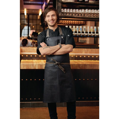 Chef Works Urban Wet Look Boulder Half Bistro Apron Black and Brown