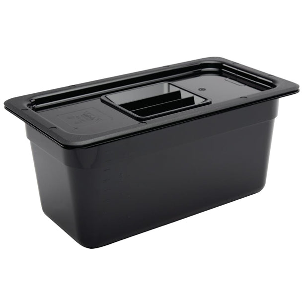 Vogue Polycarbonate 1-3 Gastronorm Container 150mm Black