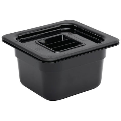 Vogue Polycarbonate 1-6 Gastronorm Container 100mm Black