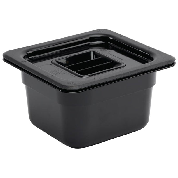 Vogue Polycarbonate 1-6 Gastronorm Container 100mm Black