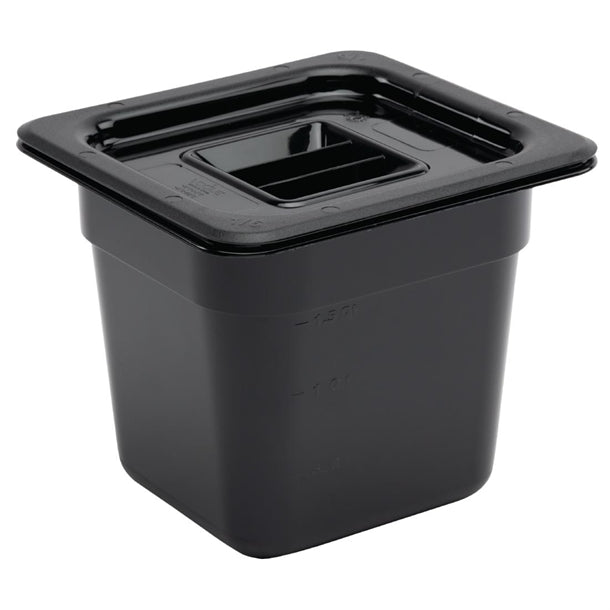 Vogue Polycarbonate 1-6 Gastronorm Container 150mm Black