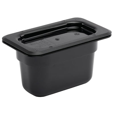 Vogue Polycarbonate 1-9 Gastronorm Container 100mm Black