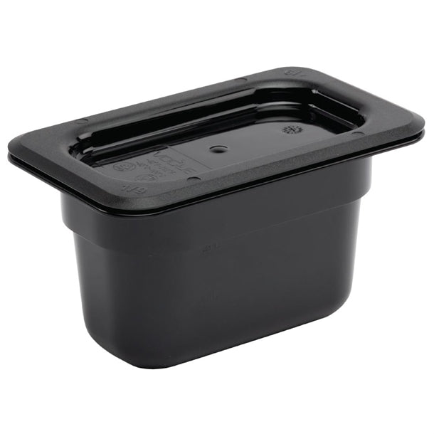 Vogue Polycarbonate 1-9 Gastronorm Container 100mm Black