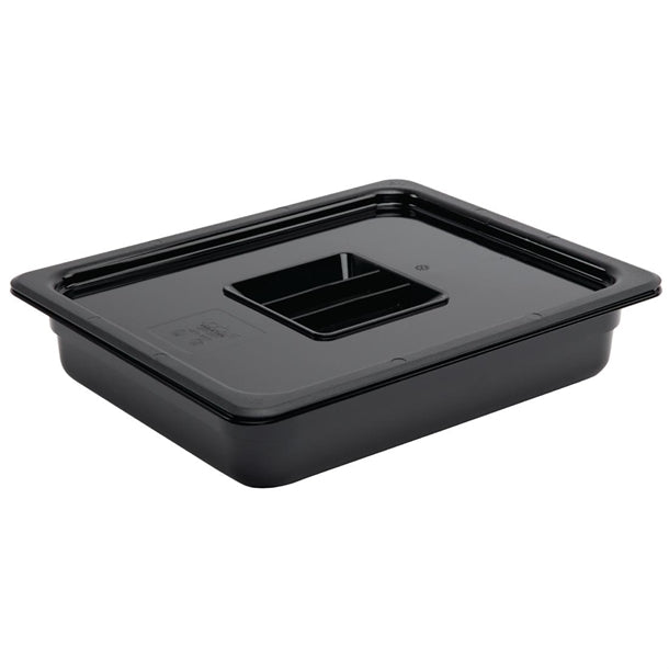Vogue Polycarbonate 1-2 Gastronorm Container 65mm Black