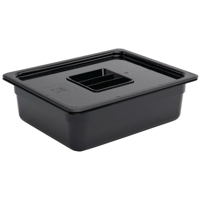 Vogue Polycarbonate 1-2 Gastronorm Container 100mm Black