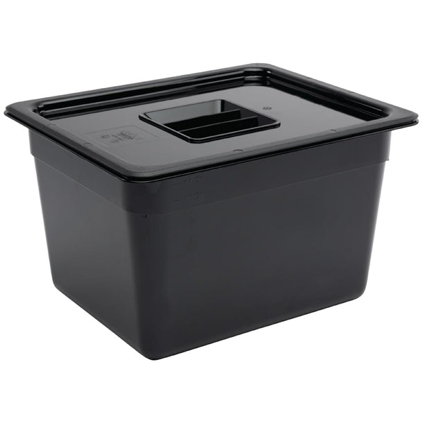 Vogue Polycarbonate 1-2 Gastronorm Container 200mm Black
