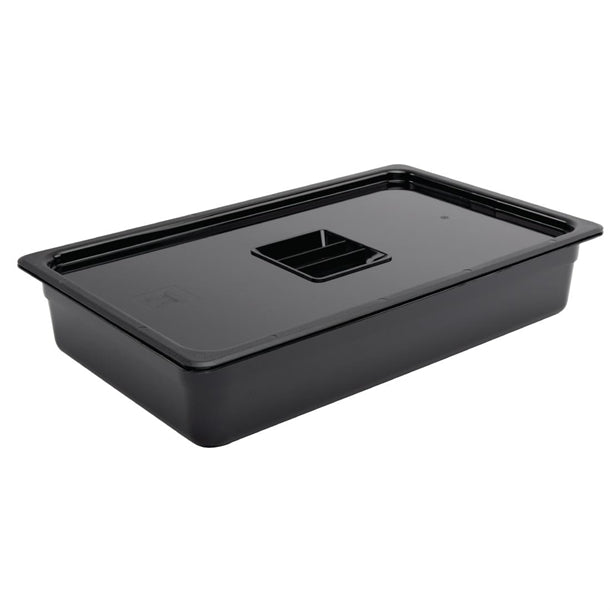 Vogue Polycarbonate 1-1 Gastronorm Container 100mm Black