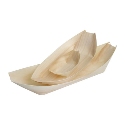 Fiesta Green Biodegradable Wooden Sushi Boats Small 80mm (Pack of 100)