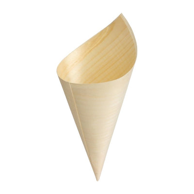 Fiesta Green Biodegradable Wooden Canape Cones 75mm (Pack of 100)