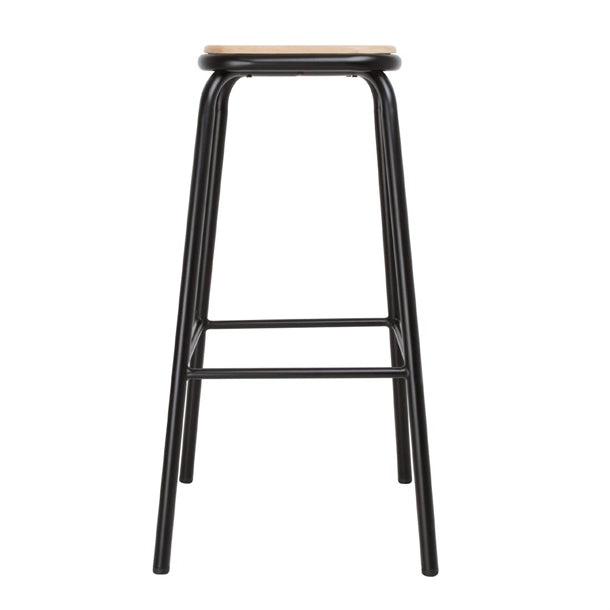 Bolero Cantina High Stools with Wooden Seat Pad Metallic Grey (Pack of 4)