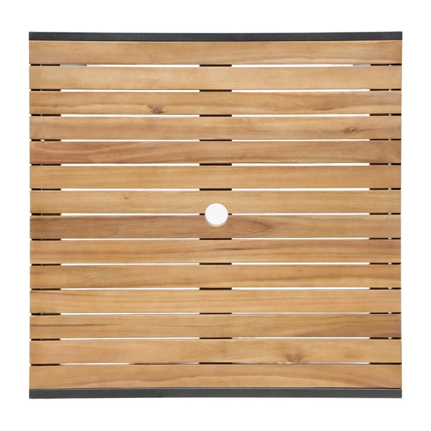 Bolero Square Steel and Acacia Table 800mm