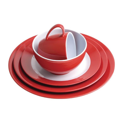 Olympia Kristallon Gala Colour Rim Melamine Plate Red 230mm (Pack of 6)