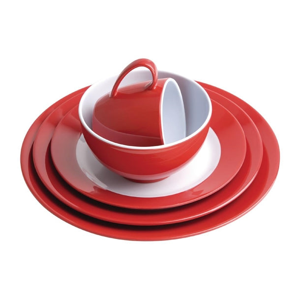 Olympia Kristallon Gala Colour Rim Melamine Plate Red 230mm (Pack of 6)