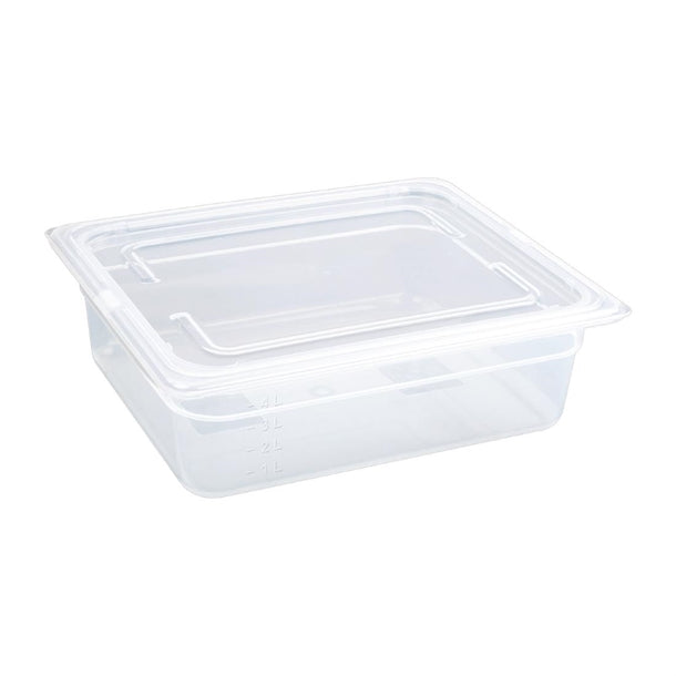 Vogue Polypropylene 1-2 Gastronorm Container with Lid 100mm (Pack of 4)