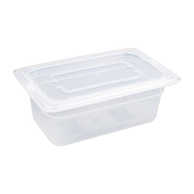 Vogue Polypropylene 1-4 Gastronorm Container with Lid 100mm (Pack of 4)