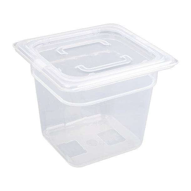Vogue Polypropylene 1-6 Gastronorm Container with Lid 150mm (Pack of 4)