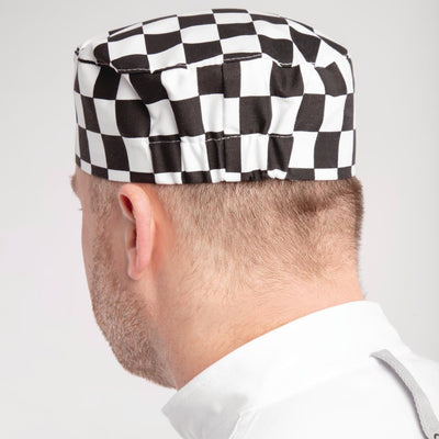 Whites Chefs Skull Cap Big Black and White Check