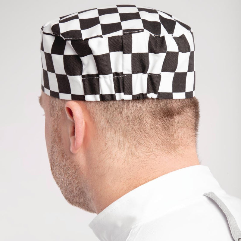 Whites Chefs Skull Cap Big Black and White Check