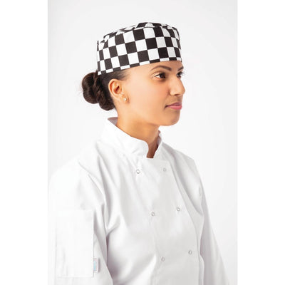 Whites Chefs Skull Cap Big Black and White Check
