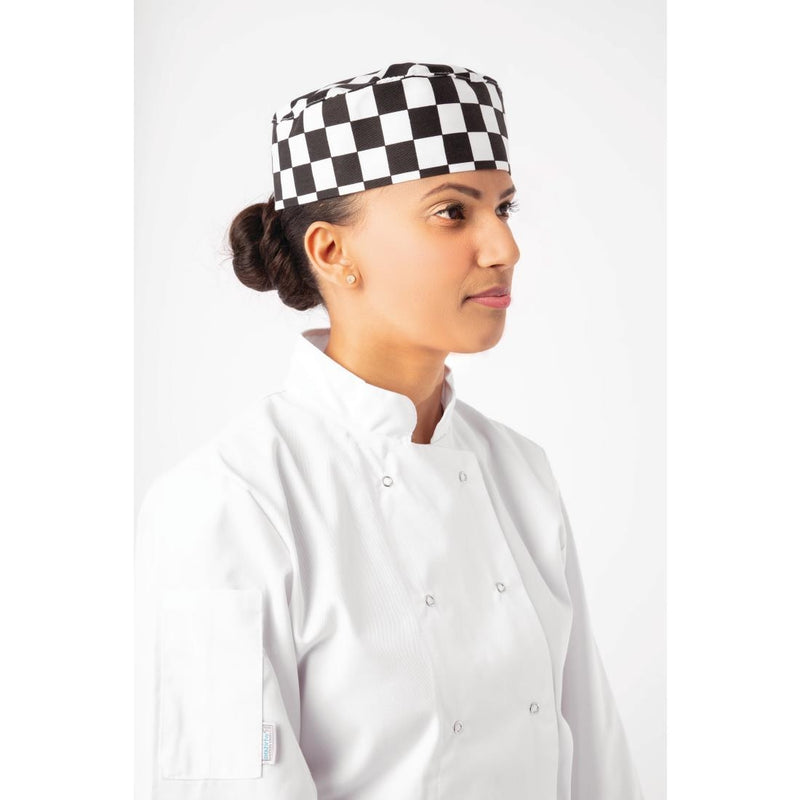 Whites Chefs Skull Cap Big Black and White Check