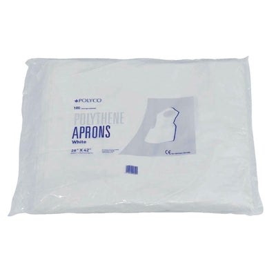 Disposable Polythene Bib Aprons 14.5 Micron White (Pack of 100)