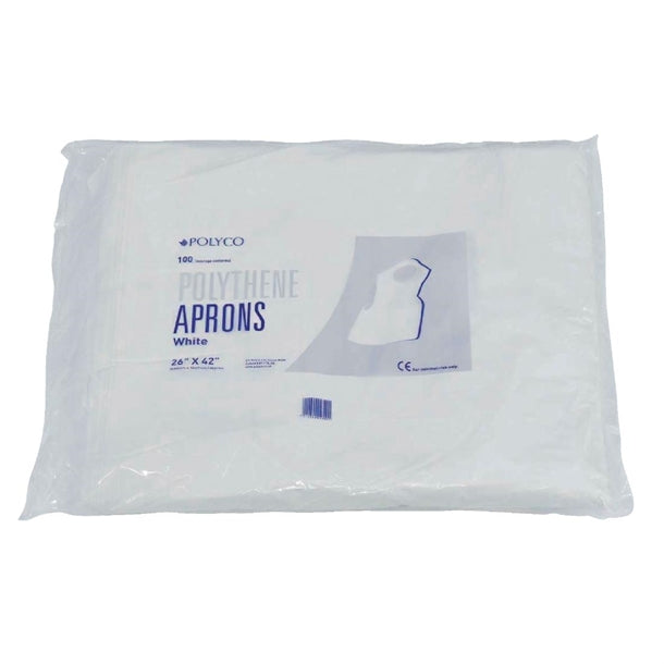 Disposable Polythene Bib Aprons 14.5 Micron White (Pack of 100)
