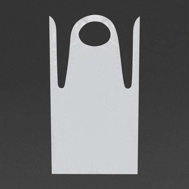 Disposable Polythene Bib Aprons 14.5 Micron White (Pack of 100)
