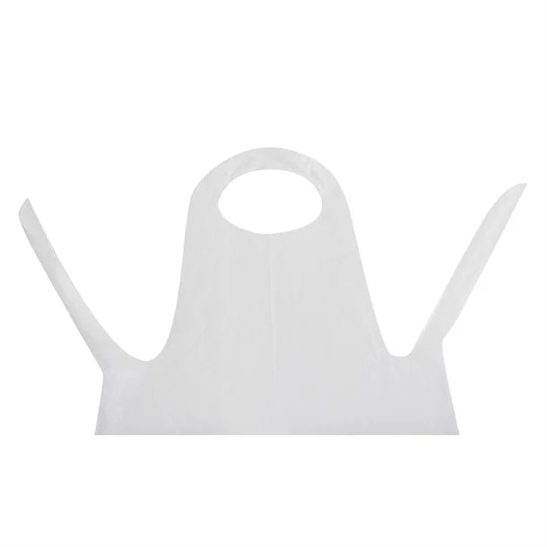 Disposable Polythene Bib Aprons 14.5 Micron White (Pack of 100)
