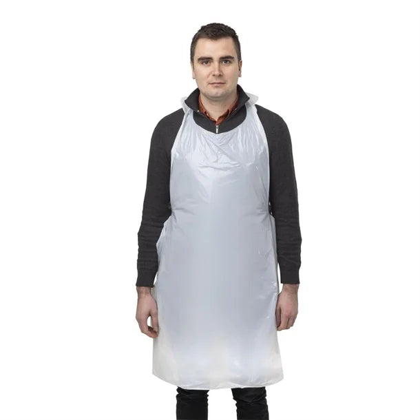 Disposable Polythene Bib Aprons 14.5 Micron White (Pack of 100)