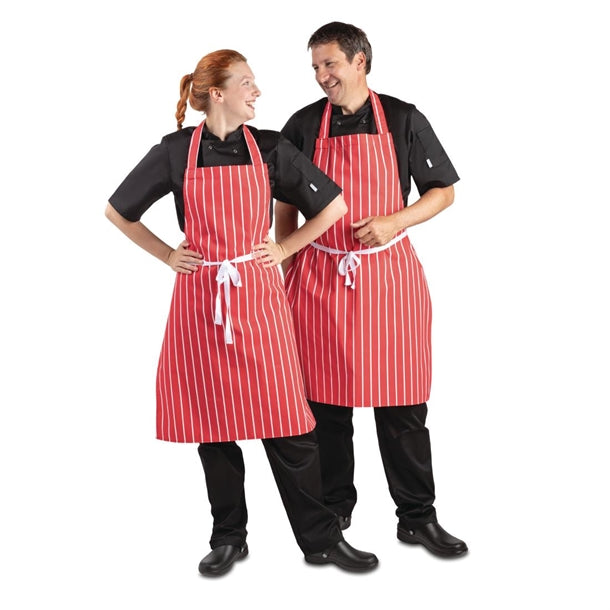 Whites Bib Apron  Red And White Stripe