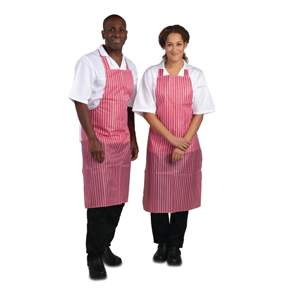 Whites Waterproof Bib Apron Red And White Stripe