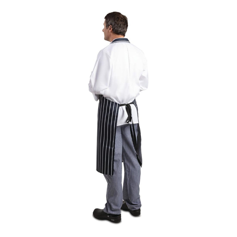 Whites Butchers Apron   Navy Stripe Extra Large