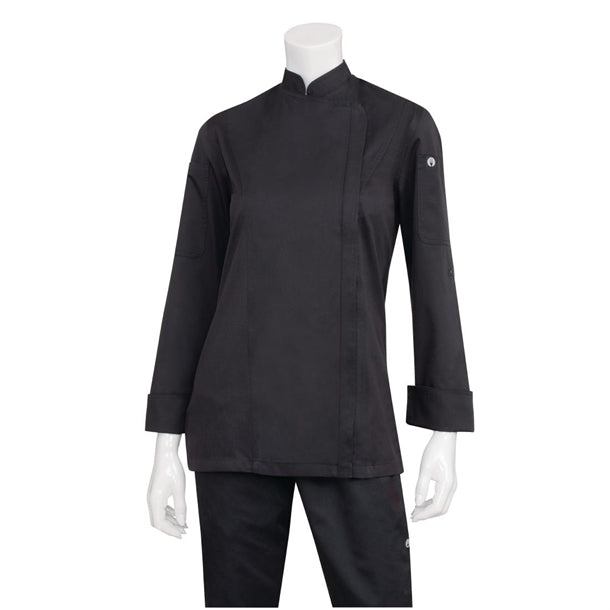 Chef Works Hartford Lightweight Zip Womens Chef Jacket Black XS