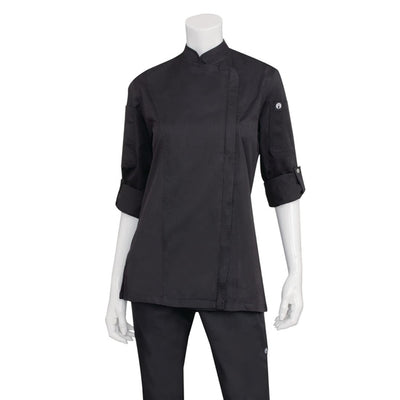 Chef Works Hartford Lightweight Zip Womens Chef Jacket Black S