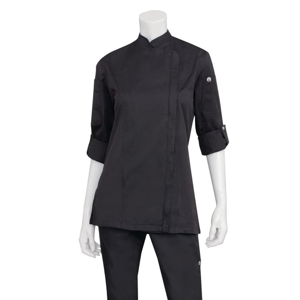 Chef Works Hartford Lightweight Zip Womens Chef Jacket Black XS