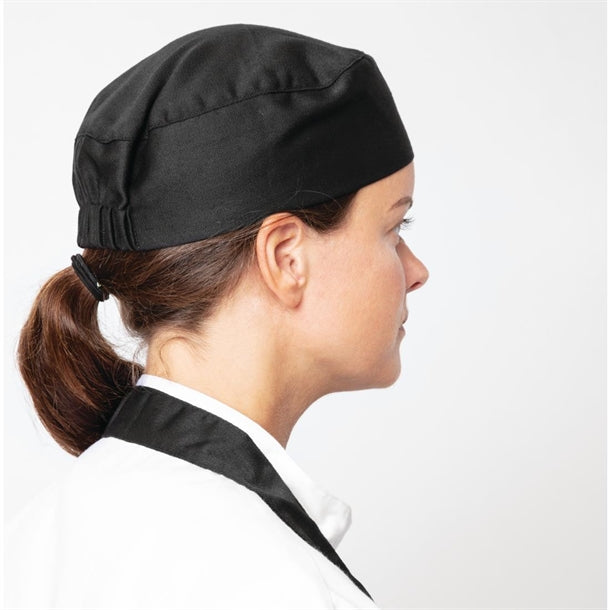 Nisbets Essentials Chef Skull Caps Black (Pack of 2)