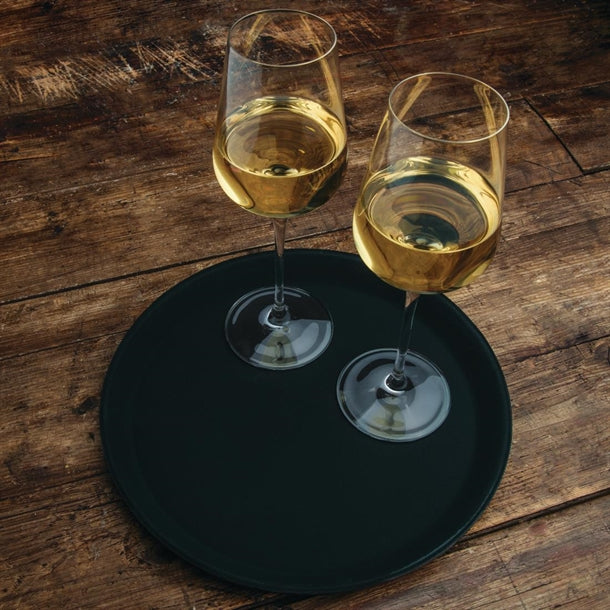 Olympia Kristallon Polypropylene Round Non-Slip Tray Black 356mm