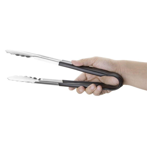Hygiplas Colour Coded Black Serving Tongs 11"